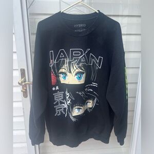 Hybrid apparel Mortal Love Japan Anime Sweatshirt Pullover 2X Black Crew Neck